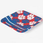 Personalisierter Pawprint in Rot und Blau Pappteller (Gewinkelt)