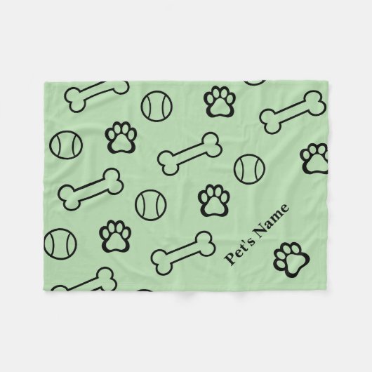 Personalisierter Pawprint und Knochenhungel Fleecedecke (Vorderseite (Horizontal))