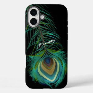 Personalisierter Peacock Feathers iPhone-Fall iPhone 16 Plus Hülle