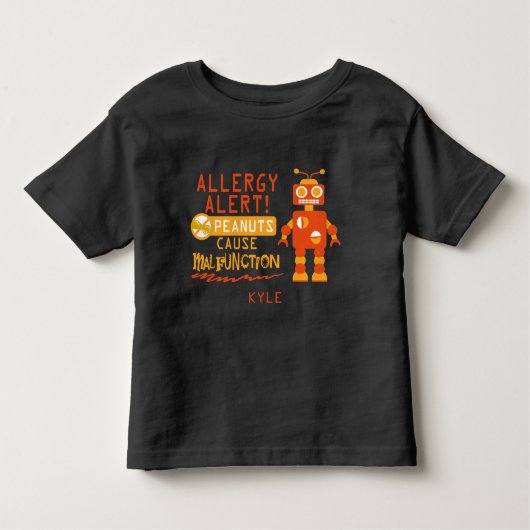 Personalisierter Peanut Allergie Alert Orange Robo Kleinkind T-shirt (Vorderseite)