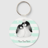 Personalisierter Penguin Heart Button Schlüsselanh Schlüsselanhänger (Vorderseite)