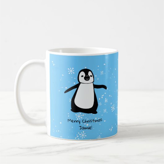Personalisierter Penguin Weihnachtsschnee Kaffeetasse (Links)