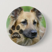 Personalisierter Pet-Foto-Button mit Paw Print Button (Vorderseite)