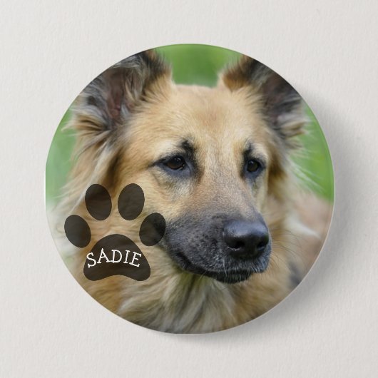 Personalisierter Pet-Foto-Button mit Paw Print Button (Vorderseite)
