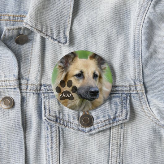 Personalisierter Pet-Foto-Button mit Paw Print Button (Beispiel)