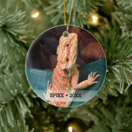 Personalisierter Pet Lizard Foto Weihnachtsbaum Keramikornament