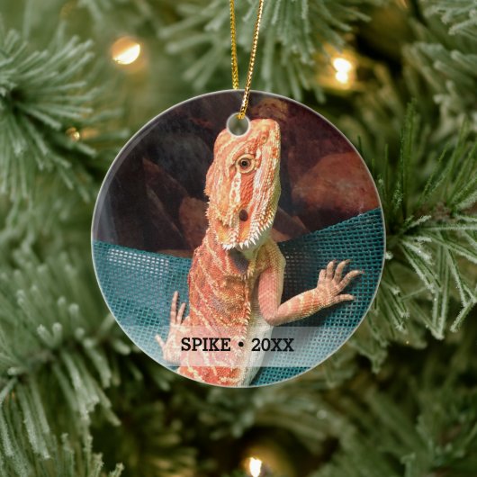 Personalisierter Pet Lizard Foto Weihnachtsbaum Keramikornament (Baum)