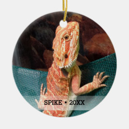 Personalisierter Pet Lizard Foto Weihnachtsbaum Keramikornament