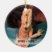 Personalisierter Pet Lizard Foto Weihnachtsbaum Keramikornament (Hinten)