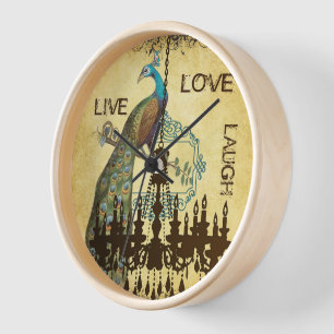 Personalisierter Pfau-Kronleuchter-Uhr Uhr