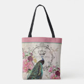 Personalisierter Pfau und Frühlingsblumen Tosack Tasche (Rückseite)