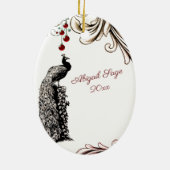 Personalisierter Pfau und Weihnachtsbaumurlaub Keramik Ornament (Hinten)