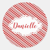 Personalisierter Pfefferminzkerzenstreifen Runder Aufkleber (Vorderseite)