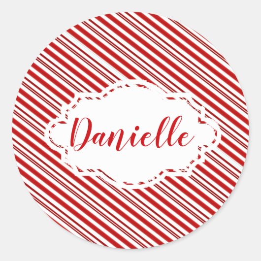 Personalisierter Pfefferminzkerzenstreifen Runder Aufkleber (Vorderseite)