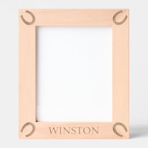 Personalisierter Pferdename Pferdehufe Geätzte Rahmen