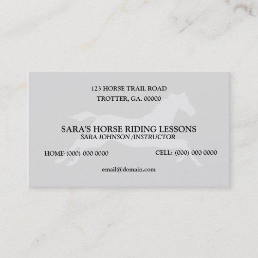 Personalisierter Pferdereitlehrer Visitenkarte (Vorderseite)