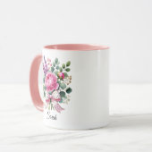 Personalisierter Pfingstrosen-Blumen-Namensbecher- Tasse (Vorderseite Links)