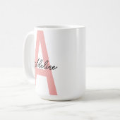 Personalisierter Pfirsich-Monogramm-Tassengeschirr Kaffeetasse (Vorderseite Links)