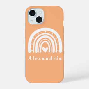Personalisierter Pfirsich Regenbogen iPhone 15 Hülle