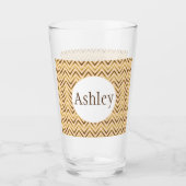 Personalisierter Pfirsich und Zickzack Streifen Glas (Vorderseite)