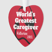 Personalisierter Pfleger Rotes Herz Weihnachten Ornament (Vorderseite)