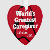 Personalisierter Pfleger Rotes Herz Weihnachten Ornament (Vorderseite)