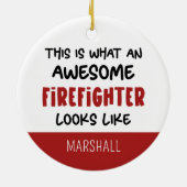Personalisierter Phantastischer Feuerwehrmann Feue Keramik Ornament (Hinten)
