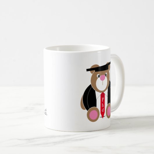 Personalisierter Phd niedlich Teddybär Kaffeetasse (VorderseiteRechts)