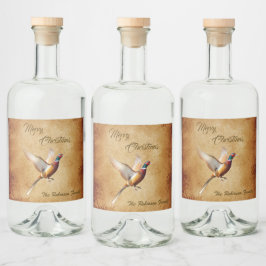 Personalisierter Pheasant Frohe Weihnachten Alkoholflaschenetikett