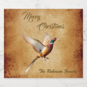 Personalisierter Pheasant Frohe Weihnachten Alkoholflaschenetikett (Einzelnes Label)