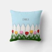 Personalisierter Picketzaun mit Tulpen Kissen (Rückseite)