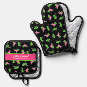 Personalisierter Pickleball-Cocktail-Dinks-und-Dri Ofenhandschuh & Topflappen-Set