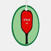 Personalisierter Pickleball-Keepake Ornament Aus Metall (Vorderseite Rechts)