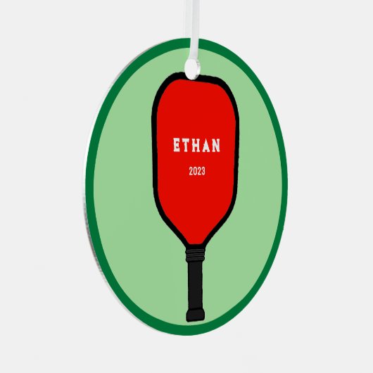 Personalisierter Pickleball-Keepake Ornament Aus Metall (Vorderseite Rechts)