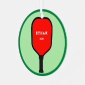 Personalisierter Pickleball-Keepake Ornament Aus Metall (Vorderseite links)