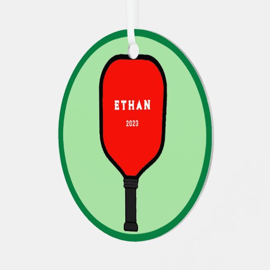 Personalisierter Pickleball-Keepake Ornament Aus Metall (Vorderseite links)