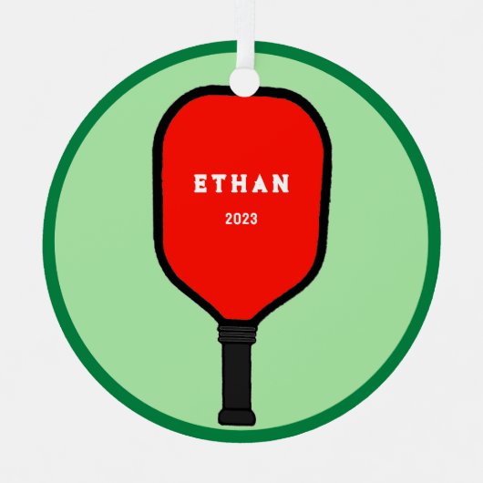 Personalisierter Pickleball-Keepake Ornament Aus Metall (Vorderseite)
