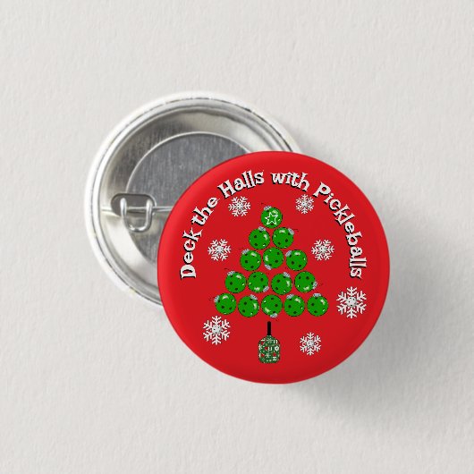 Personalisierter Pickleball-Weihnachtsbaum Xmas-Pa Button (Vorne & Hinten)