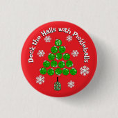 Personalisierter Pickleball-Weihnachtsbaum Xmas-Pa Button (Vorderseite)