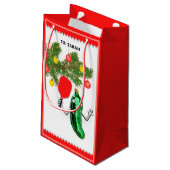 Personalisierter Pickleball Weihnachtsfeiertag Kleine Geschenktüte (Rückseite Schrägansicht)
