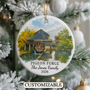 Personalisierter Pigeon Forge Weihnachtsschmuck, T Keramik Ornament