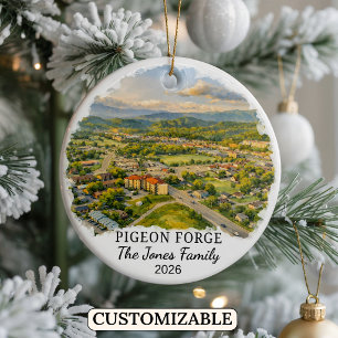 Personalisierter Pigeon Forge Weihnachtsschmuck, T Keramik Ornament