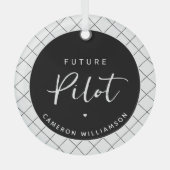 Personalisierter Pilot Elegant Ornament Aus Glas (Vorderseite)