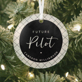 Personalisierter Pilot Elegant Ornament Aus Glas