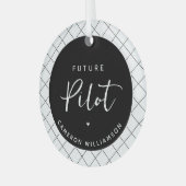 Personalisierter Pilot Elegant Ornament Aus Glas (Vorderseite links)