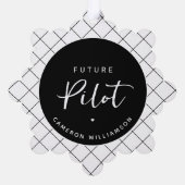 Personalisierter Pilot Elegant Ornament Karte (Rückseite)