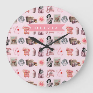 Personalisierter Pin-Up Glamour Alter Hollywood Re Große Wanduhr