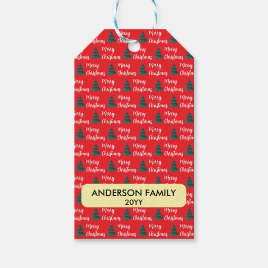 Personalisierter Pine Tree & Frohe Weihnachten Geschenkanhänger (Vorderseite)