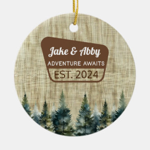 Personalisierter Pine Tree Outdoor Nationalpark Keramik Ornament