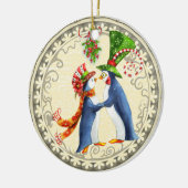 Personalisierter Pinguin Couple Mistletoe Weihnach Keramikornament (Links)